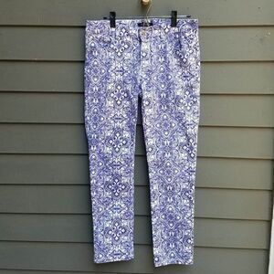 White House Black Market Blue White Slim Ankle Jeans Size 10R